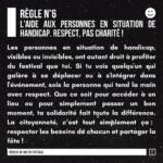 Interaction humaine et échanges respectueux entre festivalier·e·s pour créer une atmosphère agréable.
