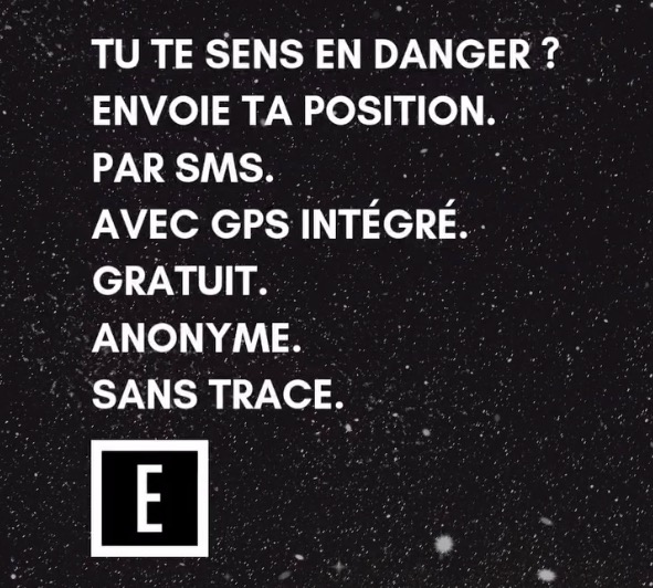 Utilisateur·rice envoyant rapidement sa position via l’outil d’urgence Eclipshead en cas de danger ou de violences sexistes et sexuelles.
