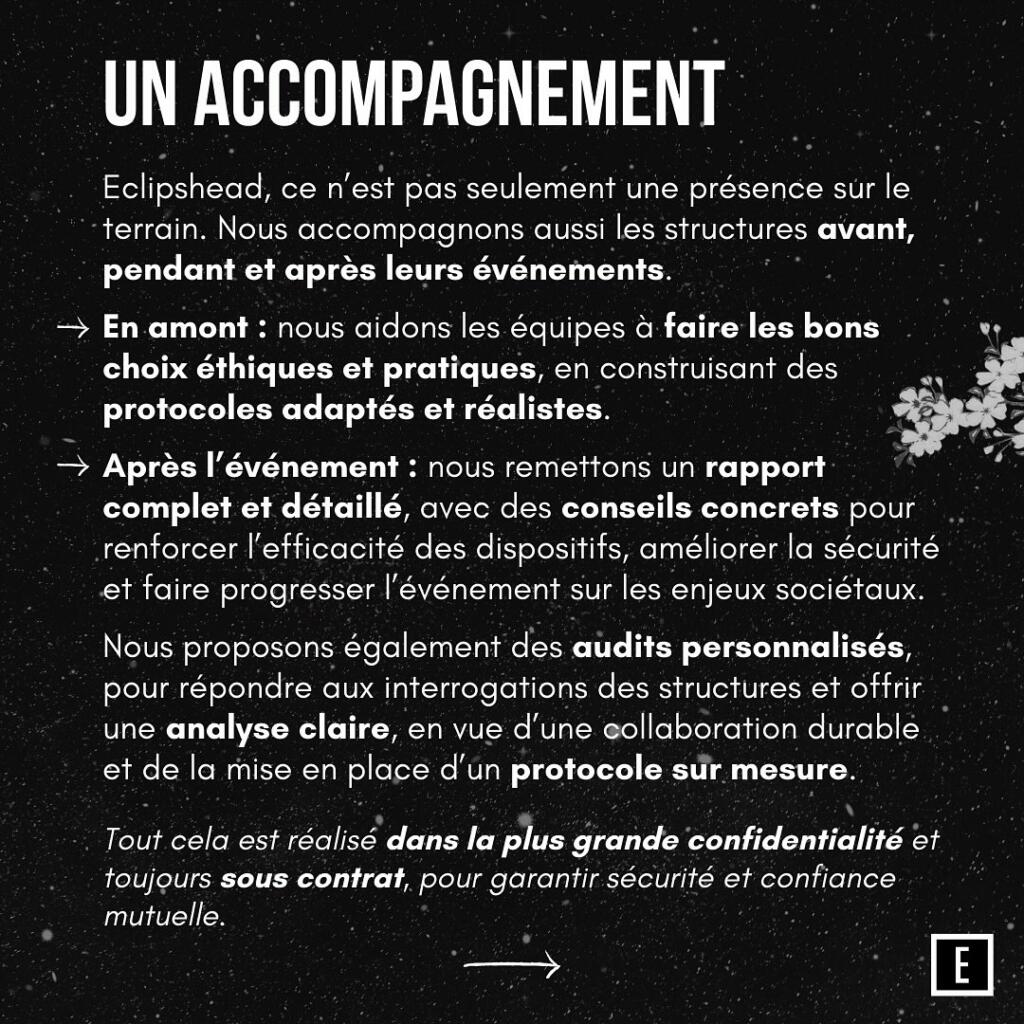 Équipe Eclipshead accompagnant les organisateurs pour construire des protocoles et dispositifs sur mesure.