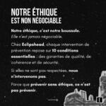 Bénévole Eclipshead intervenant sur un événement avec éthique et prévention responsable contre les violences sexistes et sexuelles.