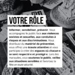 Distribution par Eclipshead de bouchons d’oreille, préservatifs et protections menstruelles pour la prévention.