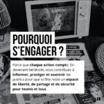 Équipe Eclipshead sensibilisant le public aux violences sexistes et sexuelles et aux conduites à risque.