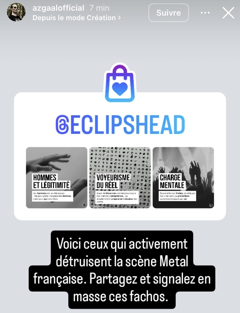 Capture écran d'un compte dénonçant le NSBM